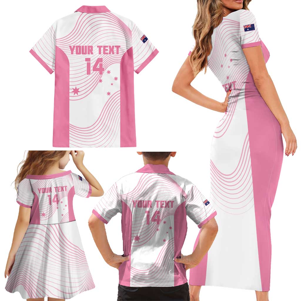 Custom Bowls Australia Breast Cancer Family Matching Short Sleeve Bodycon Dress and Hawaiian Shirt Pink Ribbon Curve Sporty - Aussie Hoodie