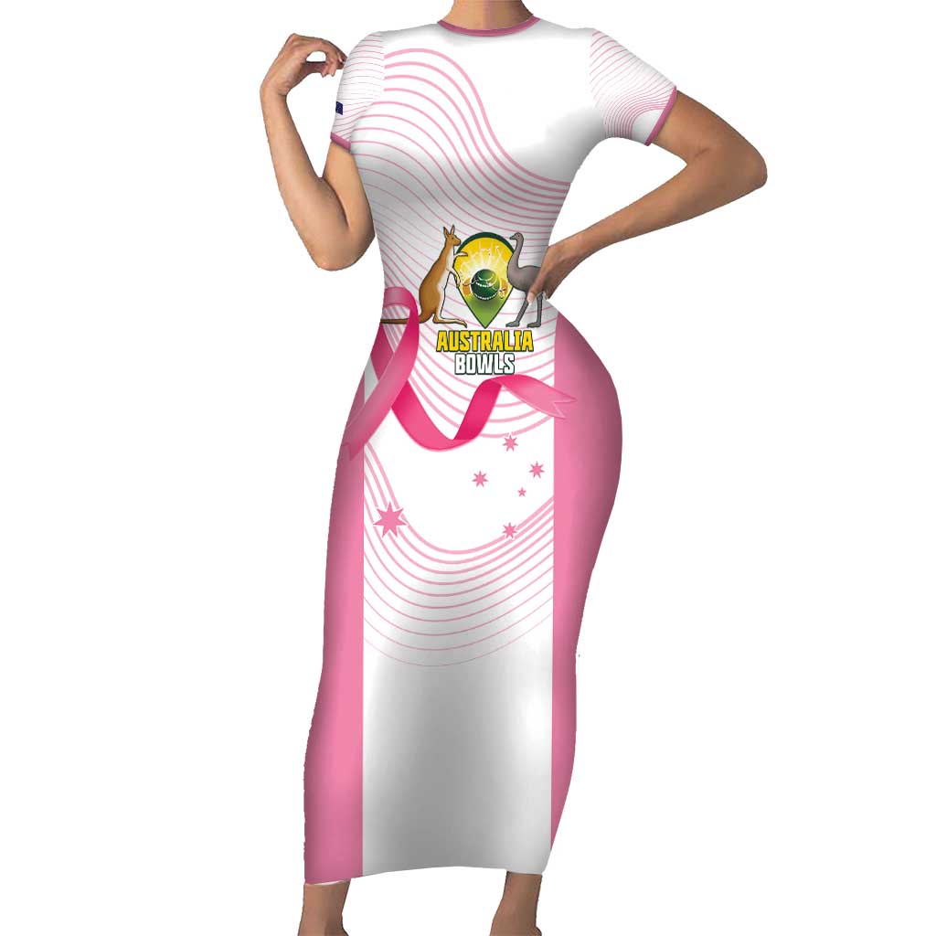 Custom Bowls Australia Breast Cancer Family Matching Short Sleeve Bodycon Dress and Hawaiian Shirt Pink Ribbon Curve Sporty - Aussie Hoodie
