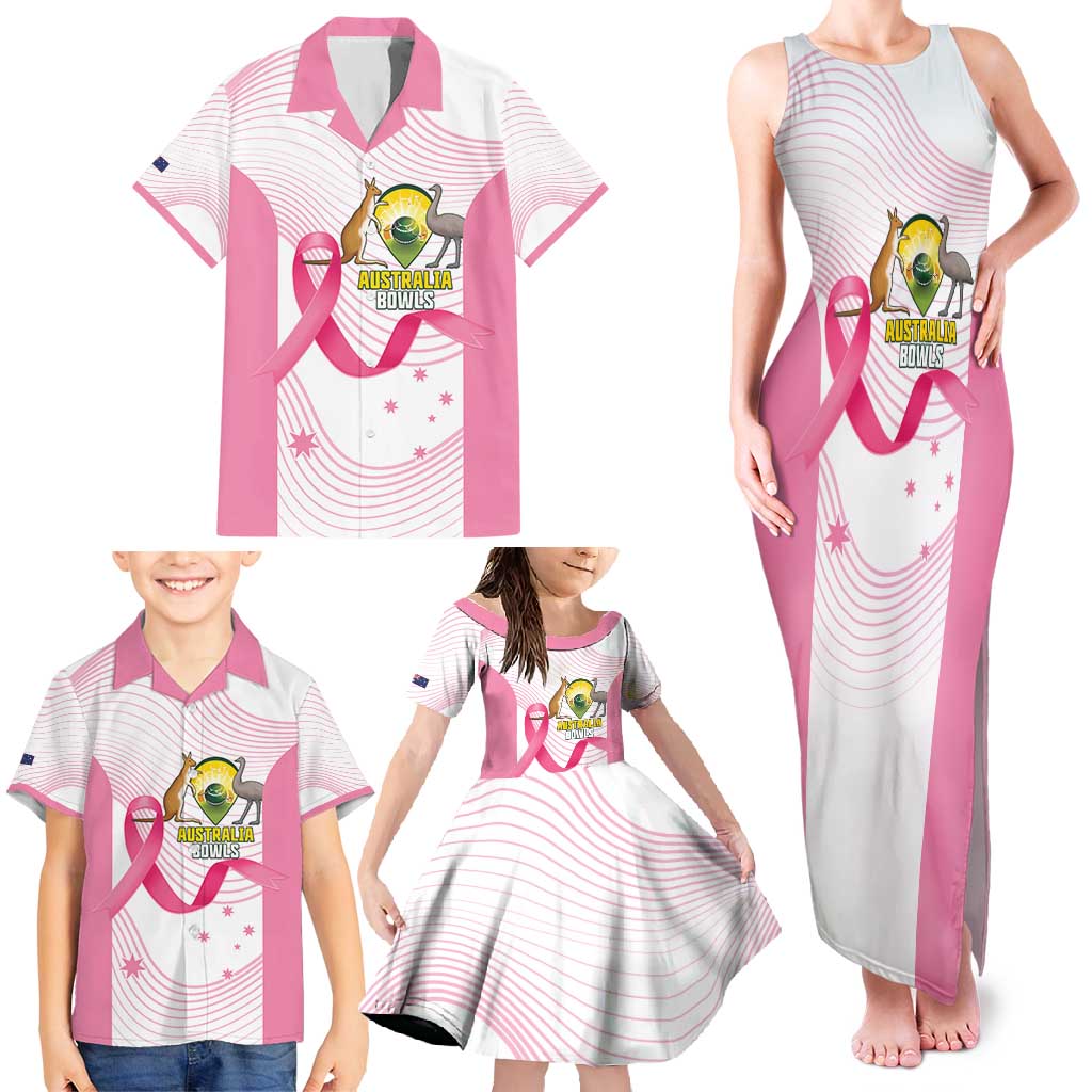 Custom Bowls Australia Breast Cancer Family Matching Tank Maxi Dress and Hawaiian Shirt Pink Ribbon Curve Sporty - Aussie Hoodie