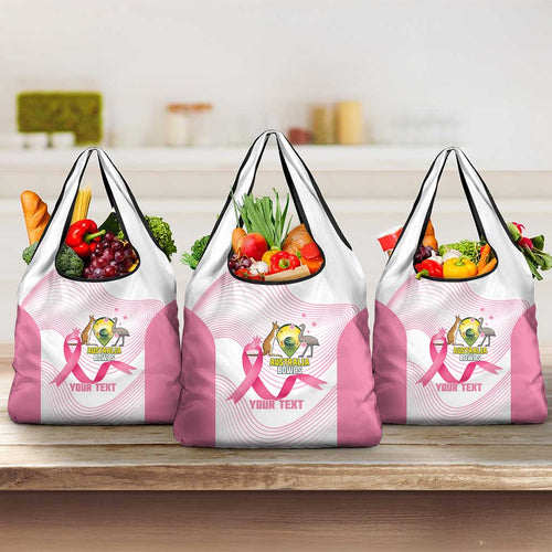 Custom Bowls Australia Breast Cancer Grocery Bag Pink Ribbon Curve Sporty - Aussie Hoodie