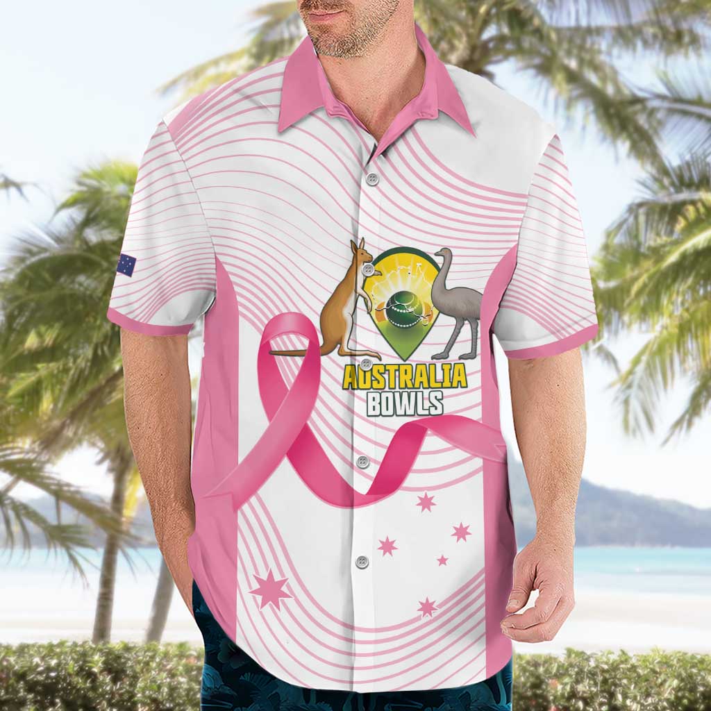 Custom Bowls Australia Breast Cancer Hawaiian Shirt Pink Ribbon Curve Sporty - Aussie Hoodie