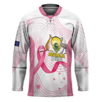 Custom Bowls Australia Breast Cancer Hockey Jersey Pink Ribbon Curve Sporty - Aussie Hoodie