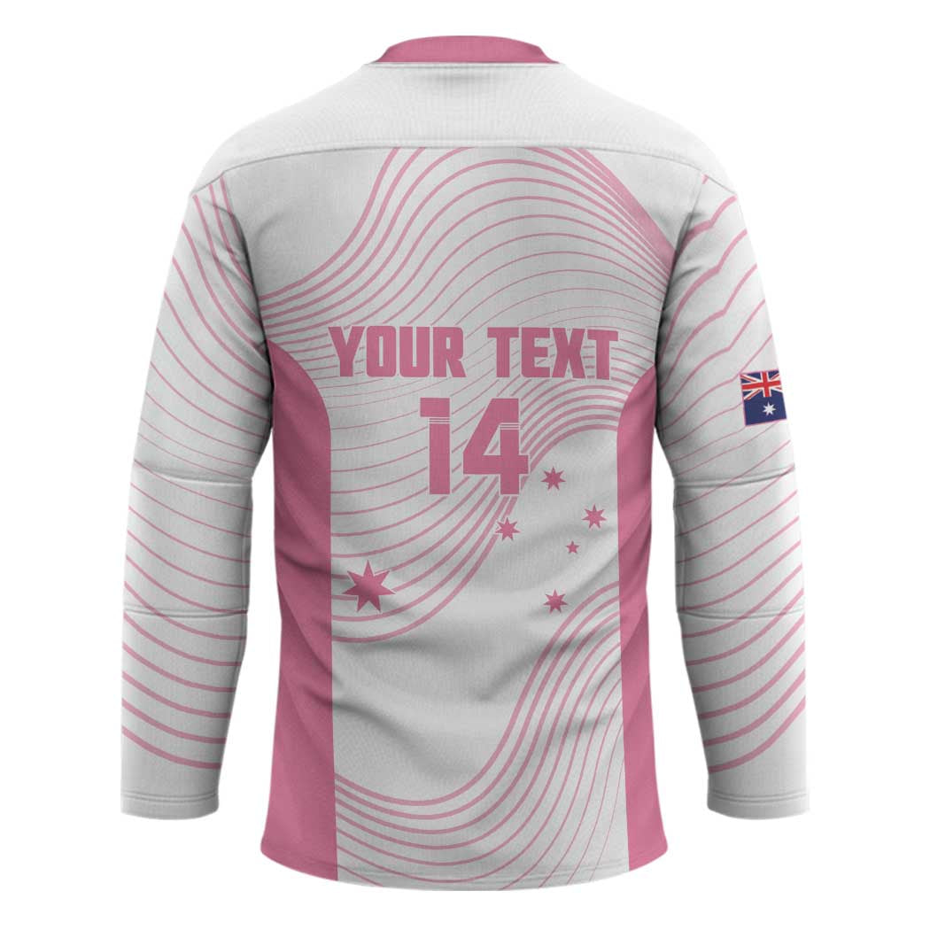 Custom Bowls Australia Breast Cancer Hockey Jersey Pink Ribbon Curve Sporty - Aussie Hoodie