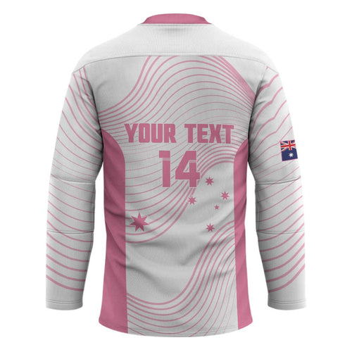 Custom Bowls Australia Breast Cancer Hockey Jersey Pink Ribbon Curve Sporty - Aussie Hoodie