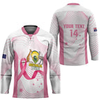 Custom Bowls Australia Breast Cancer Hockey Jersey Pink Ribbon Curve Sporty - Aussie Hoodie