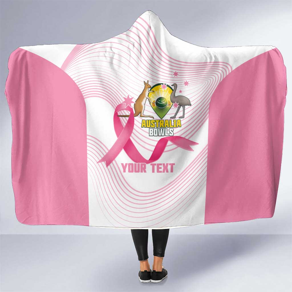 Custom Bowls Australia Breast Cancer Hooded Blanket Pink Ribbon Curve Sporty - Aussie Hoodie