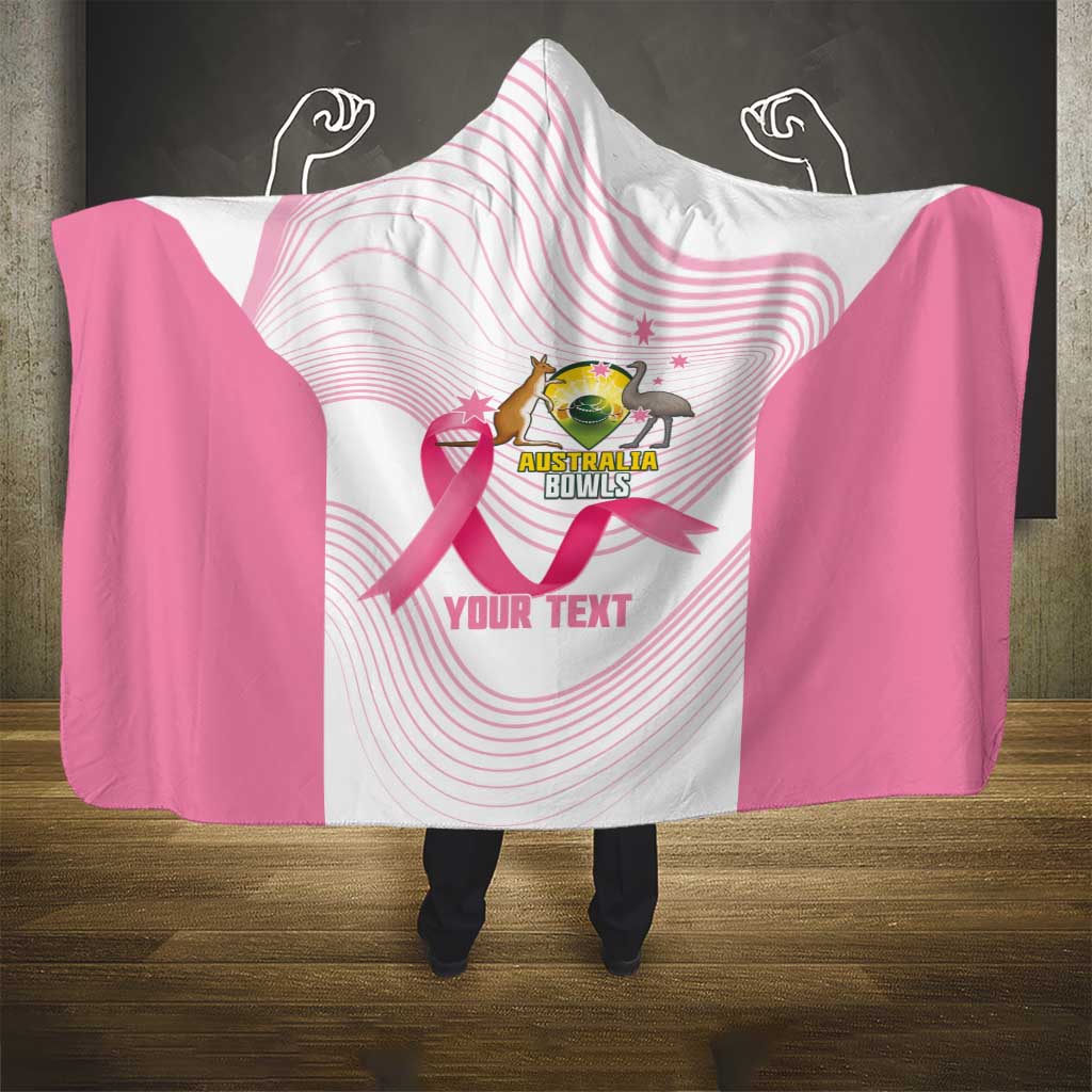 Custom Bowls Australia Breast Cancer Hooded Blanket Pink Ribbon Curve Sporty - Aussie Hoodie