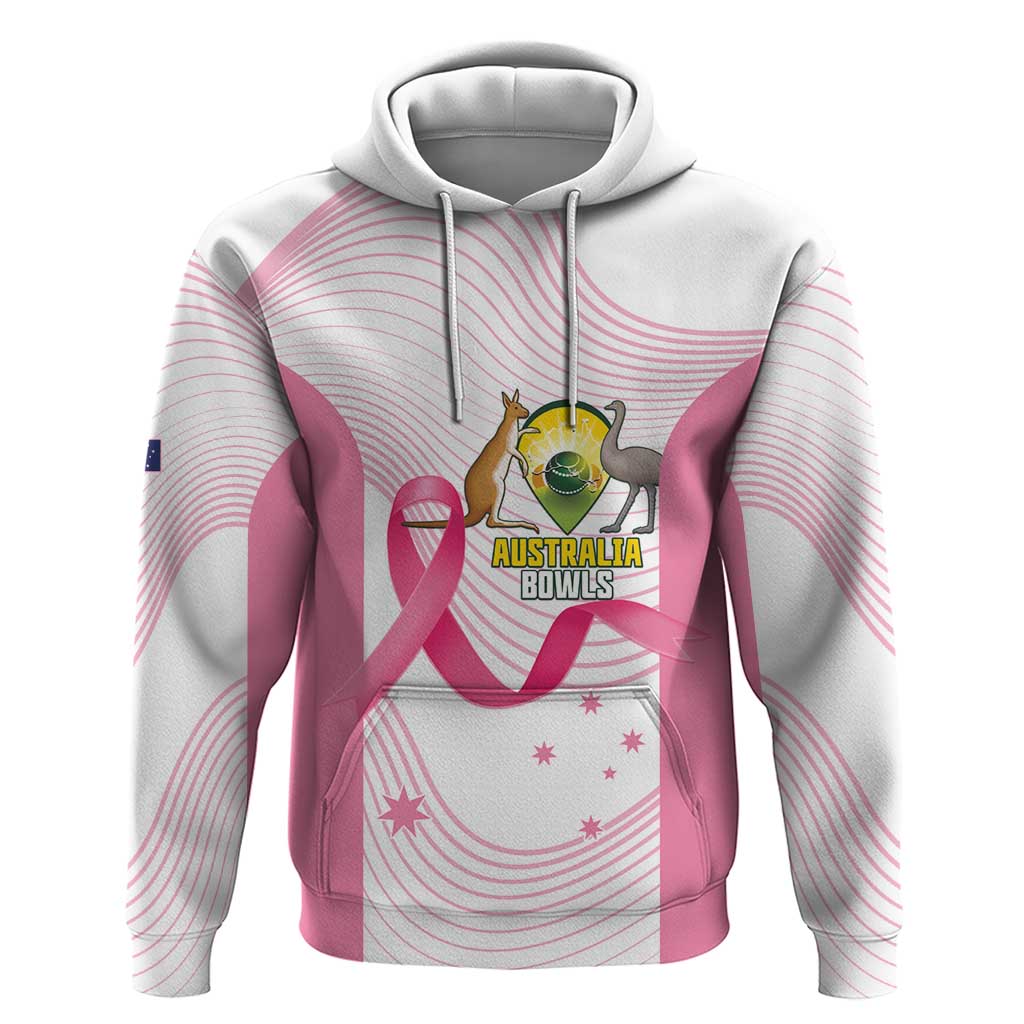 Custom Bowls Australia Breast Cancer Hoodie Pink Ribbon Curve Sporty - Aussie Hoodie