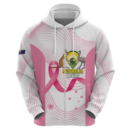 Custom Bowls Australia Breast Cancer Hoodie Pink Ribbon Curve Sporty - Aussie Hoodie