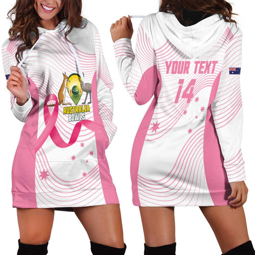 Custom Bowls Australia Breast Cancer Hoodie Dress Pink Ribbon Curve Sporty - Aussie Hoodie