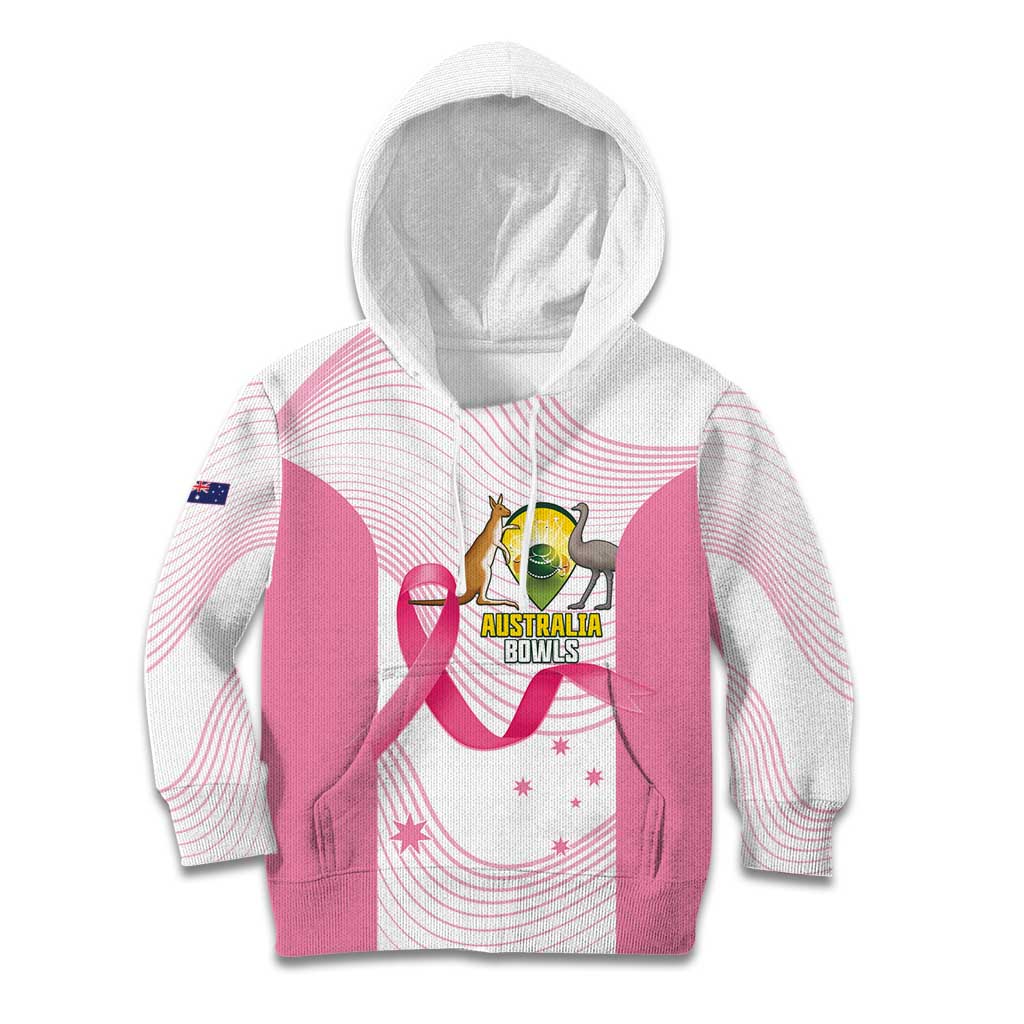 Custom Bowls Australia Breast Cancer Kid Hoodie Pink Ribbon Curve Sporty - Aussie Hoodie