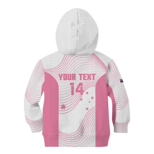 Custom Bowls Australia Breast Cancer Kid Hoodie Pink Ribbon Curve Sporty - Aussie Hoodie