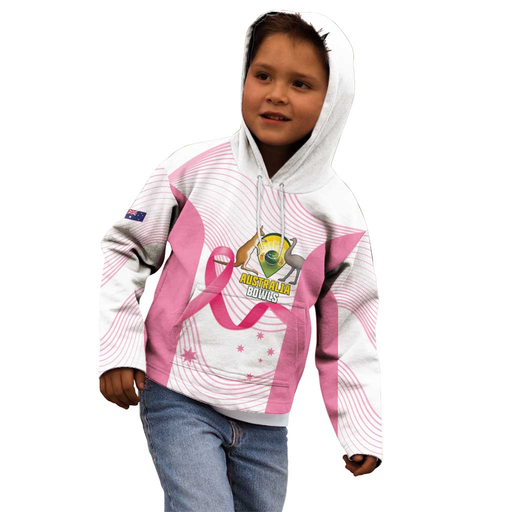 Custom Bowls Australia Breast Cancer Kid Hoodie Pink Ribbon Curve Sporty - Aussie Hoodie