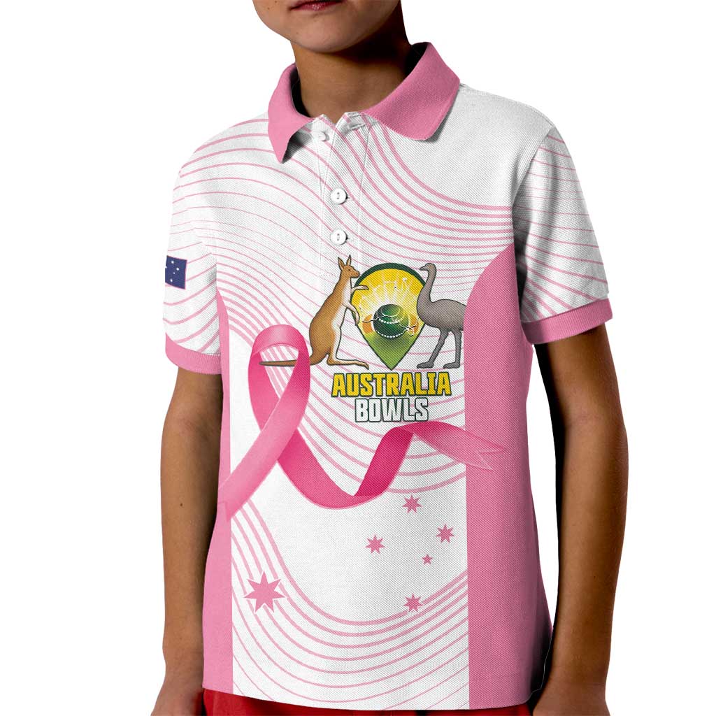 Custom Bowls Australia Breast Cancer Kid Polo Shirt Pink Ribbon Curve Sporty - Aussie Hoodie