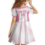 Custom Bowls Australia Breast Cancer Kid Short Sleeve Dress Pink Ribbon Curve Sporty - Aussie Hoodie
