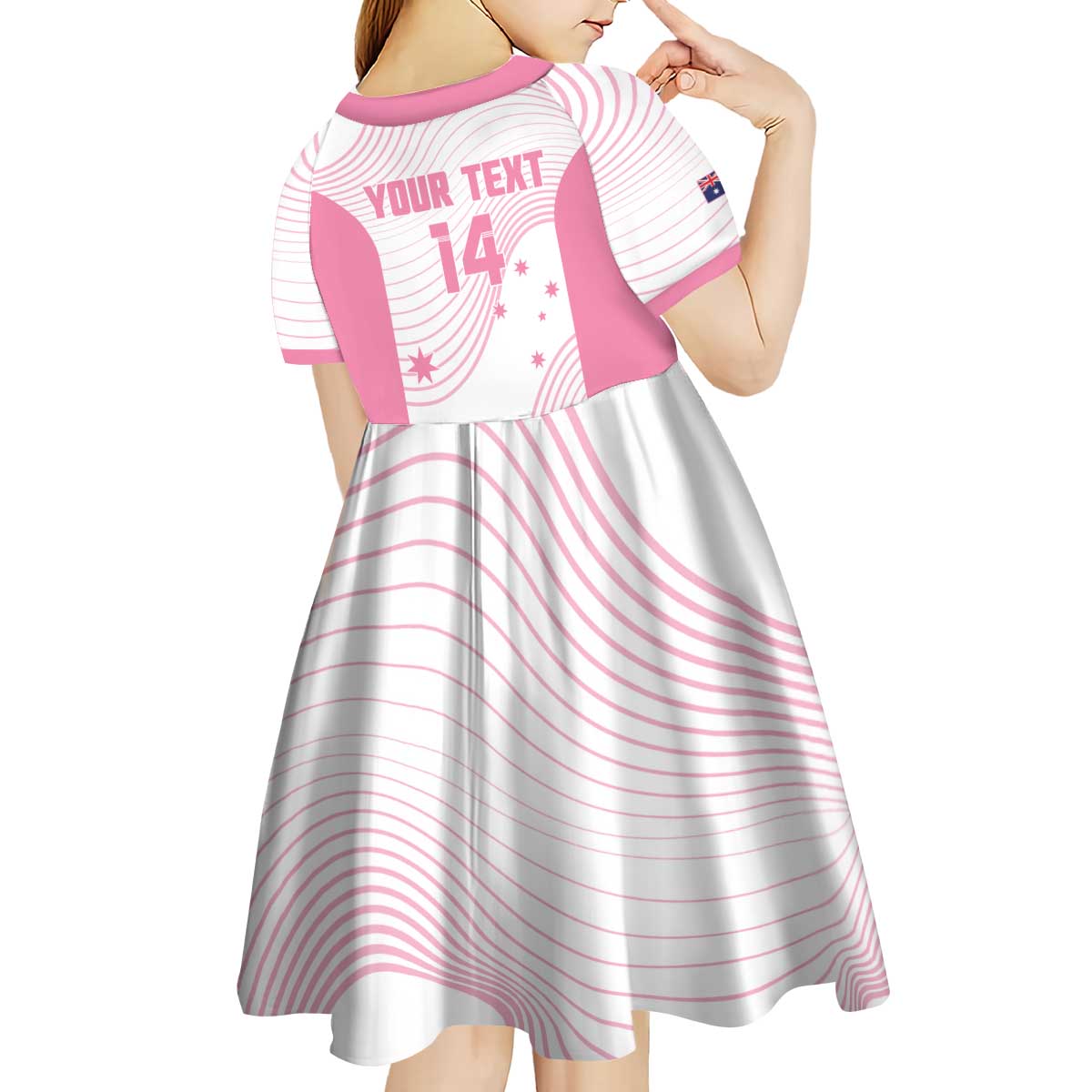 Custom Bowls Australia Breast Cancer Kid Short Sleeve Dress Pink Ribbon Curve Sporty - Aussie Hoodie