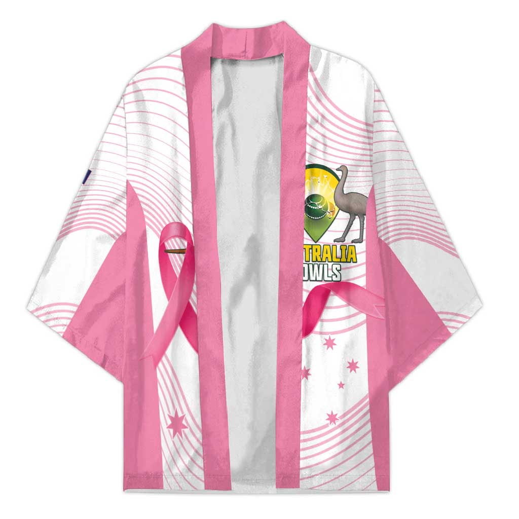 Custom Bowls Australia Breast Cancer Kimono Pink Ribbon Curve Sporty - Aussie Hoodie