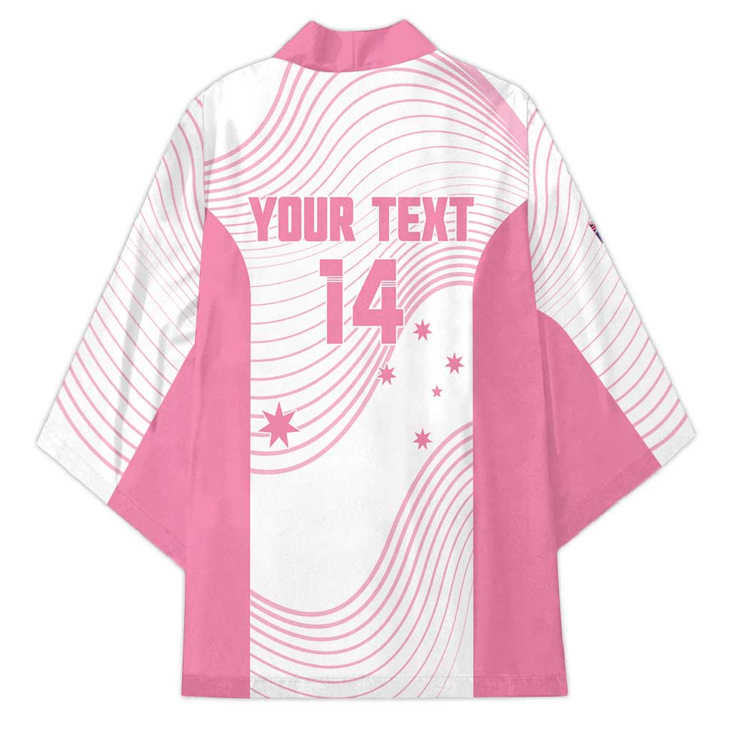 Custom Bowls Australia Breast Cancer Kimono Pink Ribbon Curve Sporty - Aussie Hoodie
