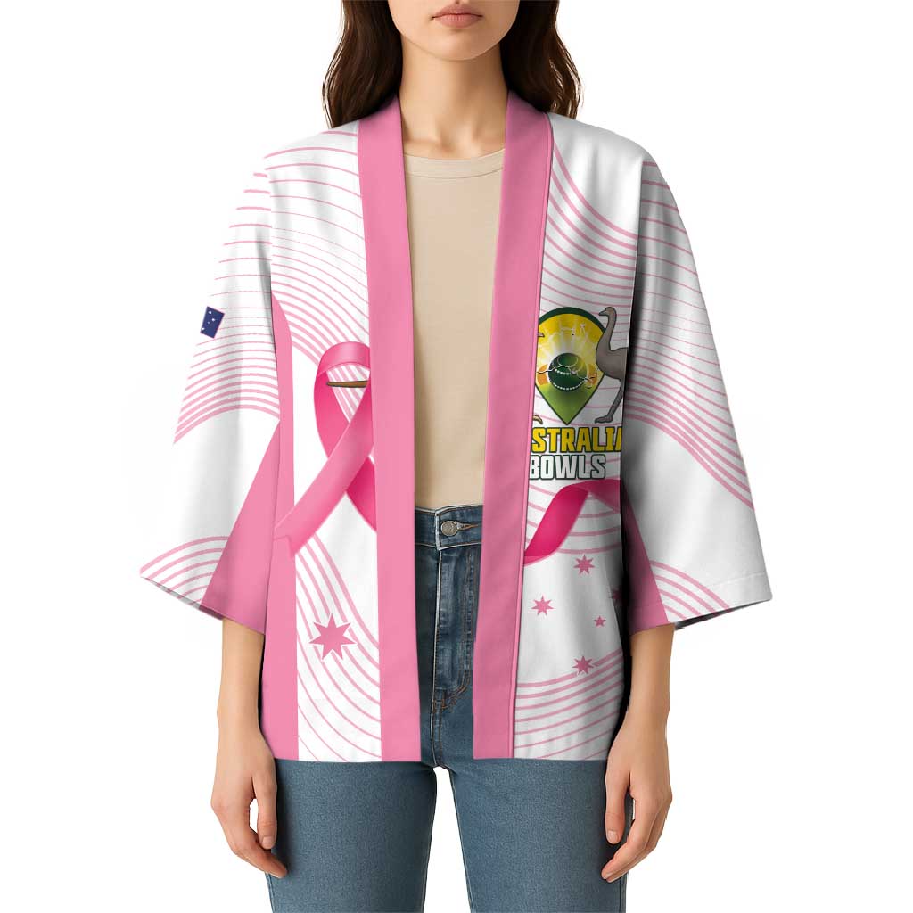 Custom Bowls Australia Breast Cancer Kimono Pink Ribbon Curve Sporty - Aussie Hoodie