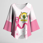 Custom Bowls Australia Breast Cancer Kimono Sleeve Blouse Pink Ribbon Curve Sporty - Aussie Hoodie