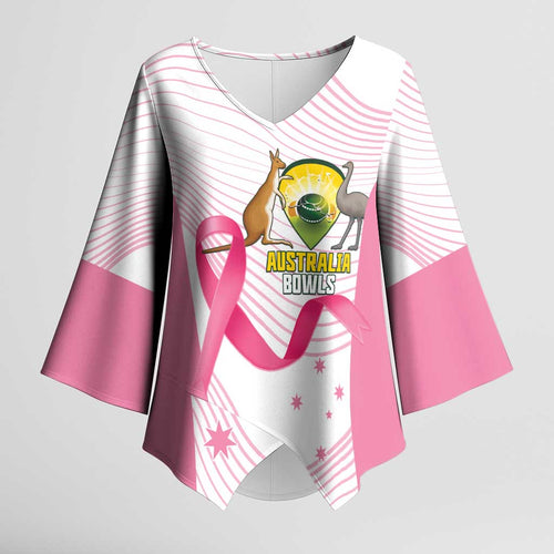 Custom Bowls Australia Breast Cancer Kimono Sleeve Blouse Pink Ribbon Curve Sporty - Aussie Hoodie