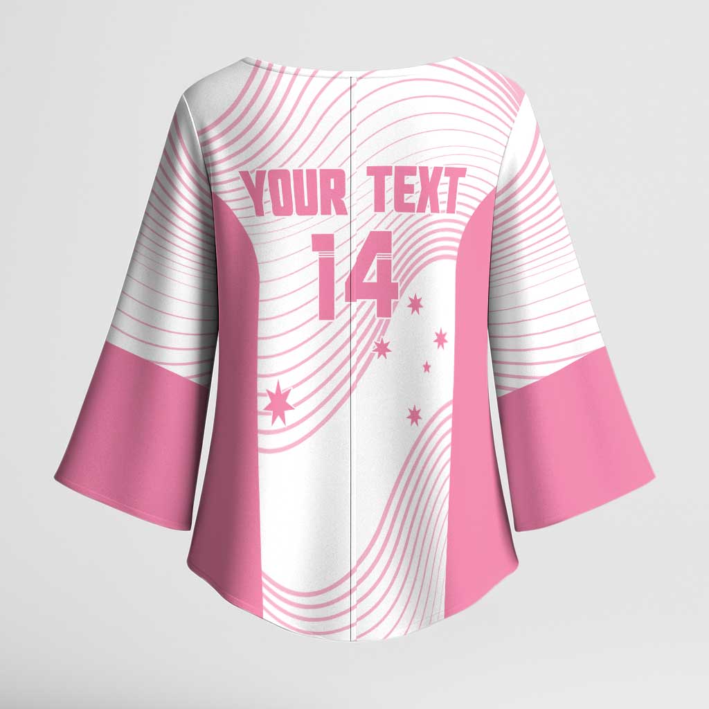 Custom Bowls Australia Breast Cancer Kimono Sleeve Blouse Pink Ribbon Curve Sporty - Aussie Hoodie
