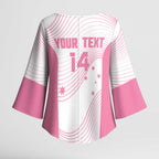 Custom Bowls Australia Breast Cancer Kimono Sleeve Blouse Pink Ribbon Curve Sporty - Aussie Hoodie