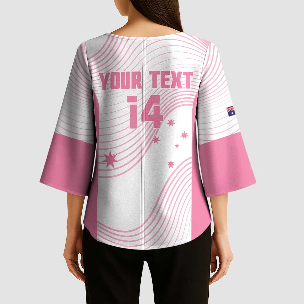 Custom Bowls Australia Breast Cancer Kimono Sleeve Blouse Pink Ribbon Curve Sporty - Aussie Hoodie
