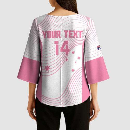 Custom Bowls Australia Breast Cancer Kimono Sleeve Blouse Pink Ribbon Curve Sporty - Aussie Hoodie