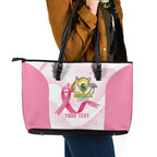 Custom Bowls Australia Breast Cancer Leather Tote Bag Pink Ribbon Curve Sporty - Aussie Hoodie