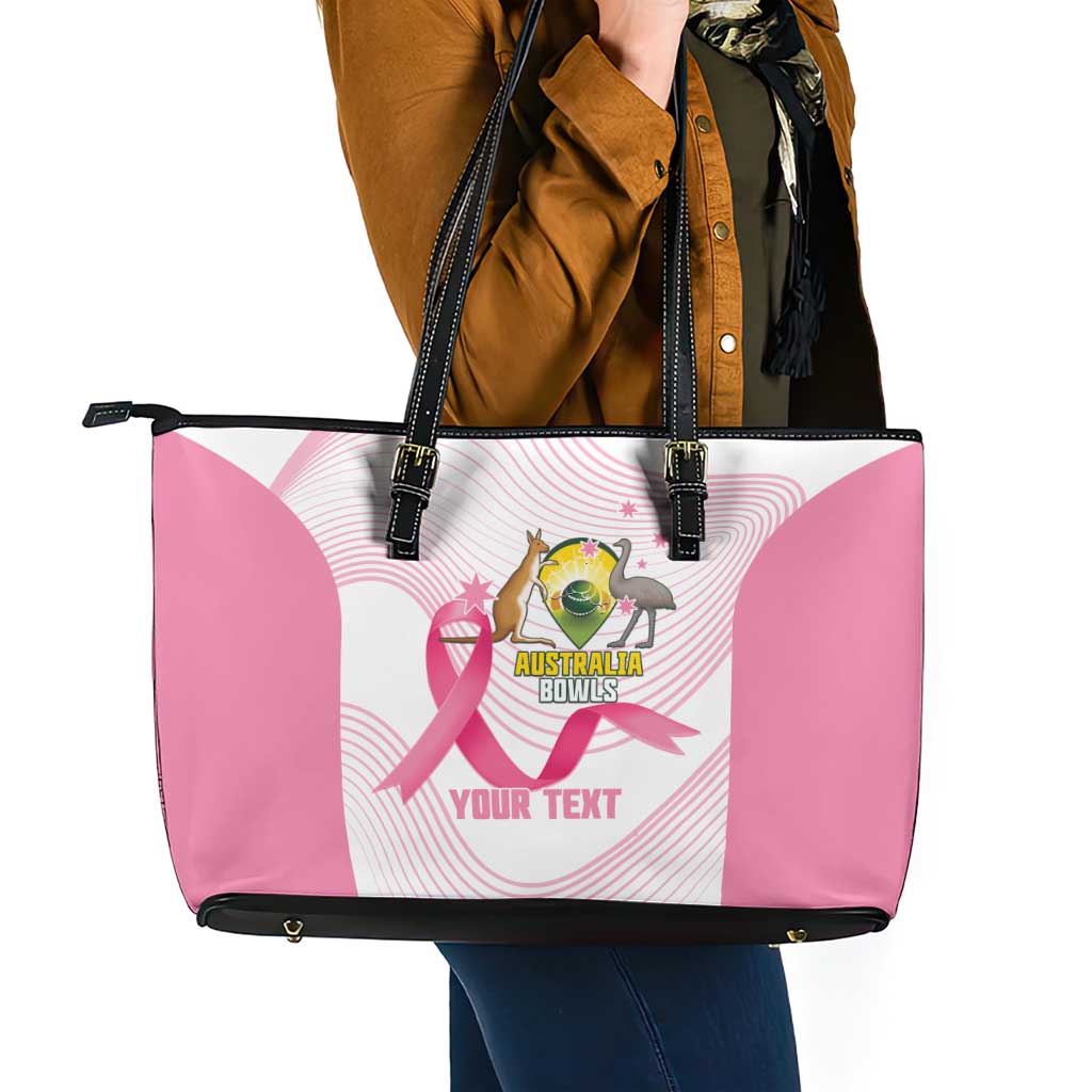 Custom Bowls Australia Breast Cancer Leather Tote Bag Pink Ribbon Curve Sporty - Aussie Hoodie