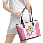 Custom Bowls Australia Breast Cancer Leather Tote Bag Pink Ribbon Curve Sporty - Aussie Hoodie
