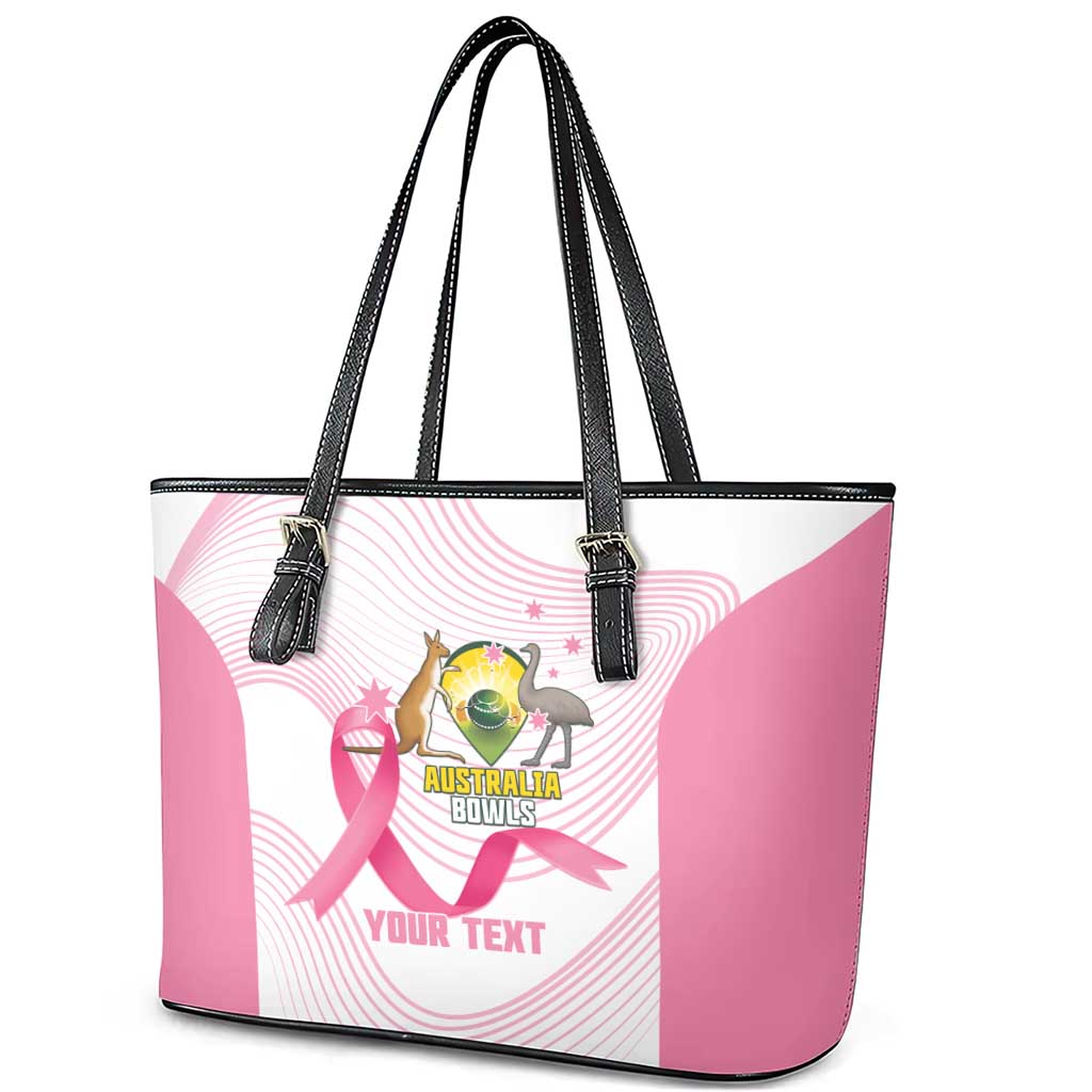 Custom Bowls Australia Breast Cancer Leather Tote Bag Pink Ribbon Curve Sporty - Aussie Hoodie