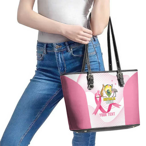 Custom Bowls Australia Breast Cancer Leather Tote Bag Pink Ribbon Curve Sporty - Aussie Hoodie