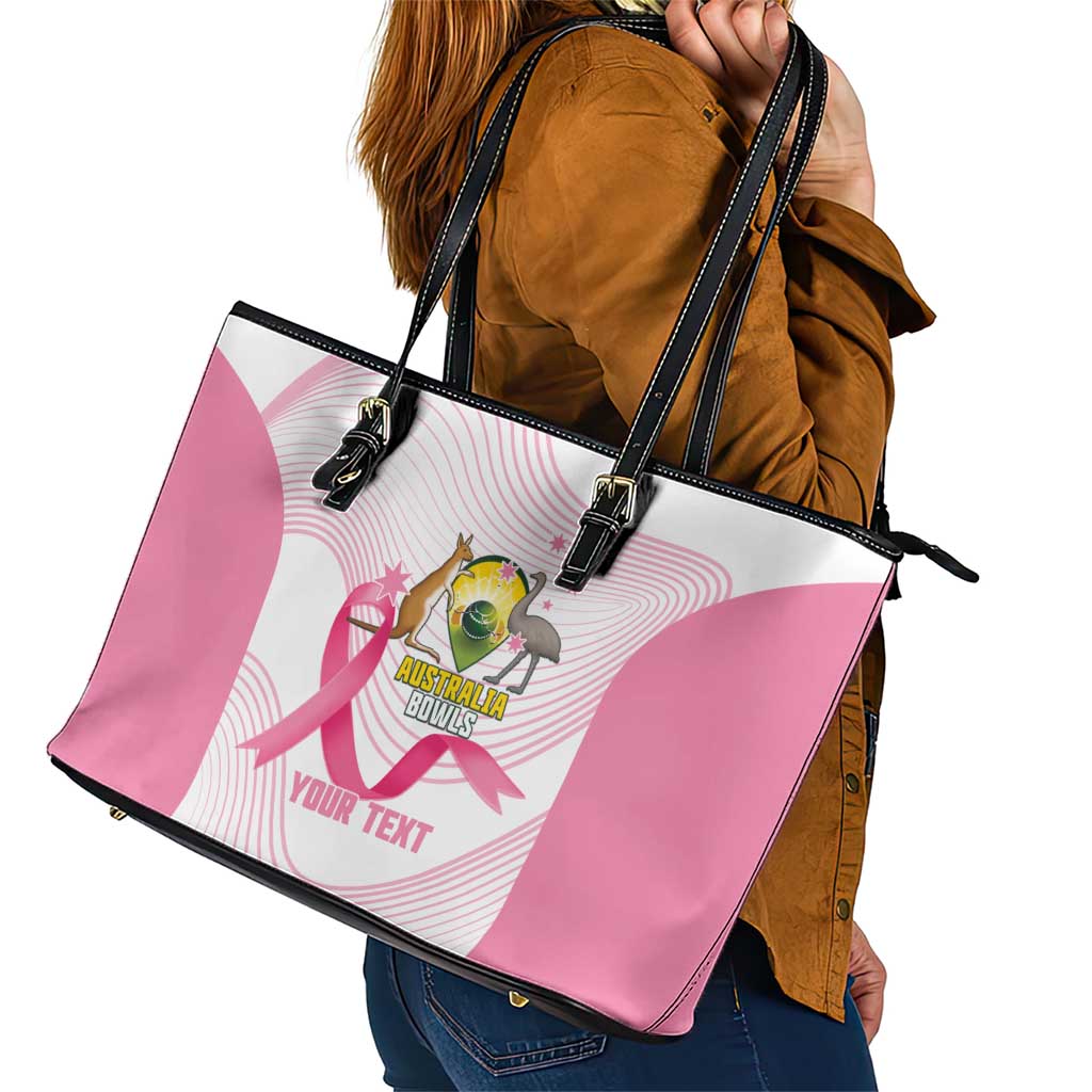 Custom Bowls Australia Breast Cancer Leather Tote Bag Pink Ribbon Curve Sporty - Aussie Hoodie