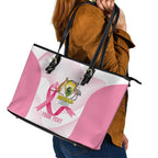Custom Bowls Australia Breast Cancer Leather Tote Bag Pink Ribbon Curve Sporty - Aussie Hoodie