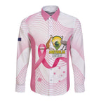 Custom Bowls Australia Breast Cancer Long Sleeve Button Shirt Pink Ribbon Curve Sporty - Aussie Hoodie