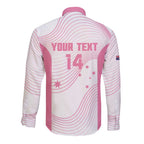 Custom Bowls Australia Breast Cancer Long Sleeve Button Shirt Pink Ribbon Curve Sporty - Aussie Hoodie