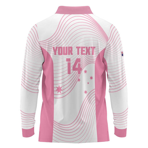 Custom Bowls Australia Breast Cancer Long Sleeve Polo Shirt Pink Ribbon Curve Sporty - Aussie Hoodie