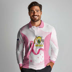 Custom Bowls Australia Breast Cancer Long Sleeve Polo Shirt Pink Ribbon Curve Sporty - Aussie Hoodie