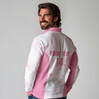 Custom Bowls Australia Breast Cancer Long Sleeve Polo Shirt Pink Ribbon Curve Sporty - Aussie Hoodie