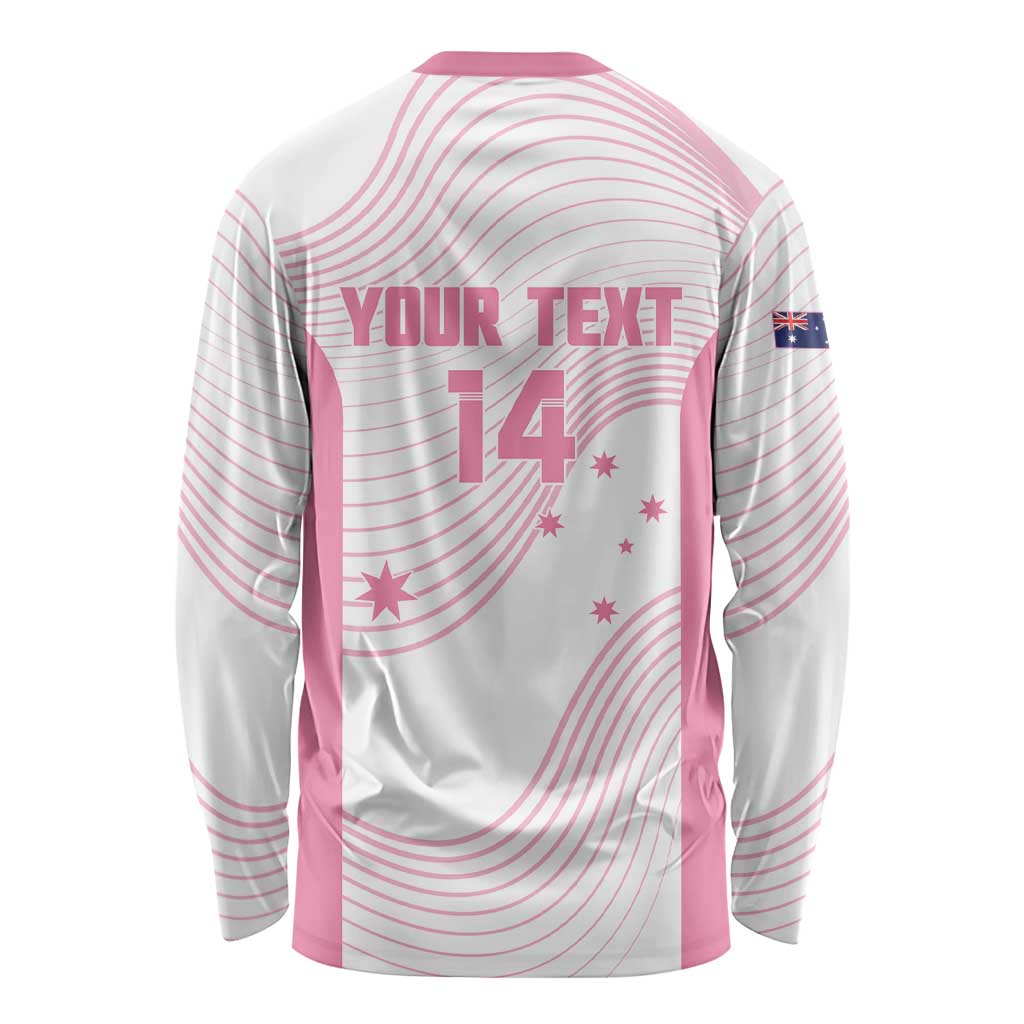 Custom Bowls Australia Breast Cancer Long Sleeve Shirt Pink Ribbon Curve Sporty - Aussie Hoodie