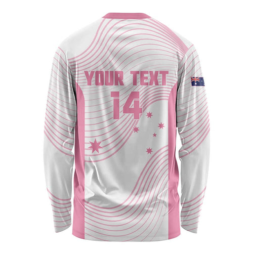Custom Bowls Australia Breast Cancer Long Sleeve Shirt Pink Ribbon Curve Sporty - Aussie Hoodie