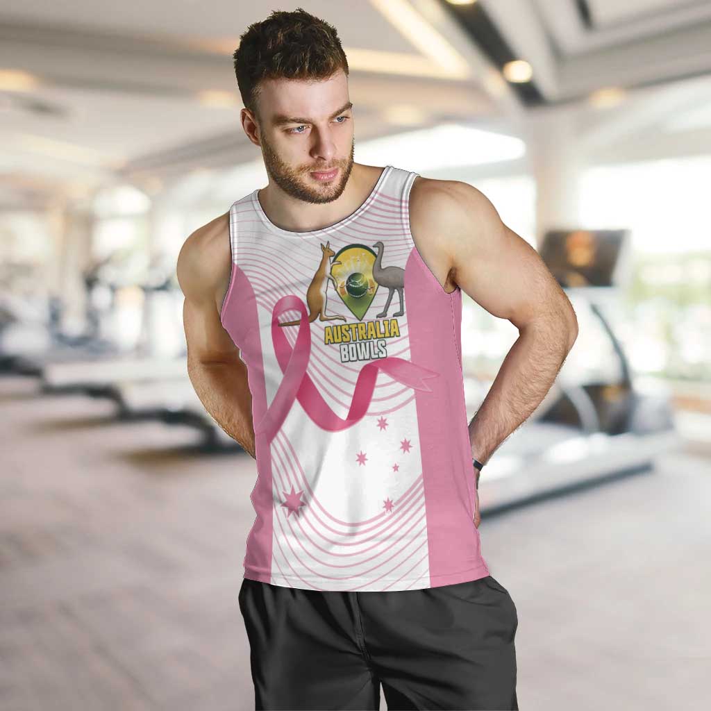 Custom Bowls Australia Breast Cancer Men Tank Top Pink Ribbon Curve Sporty - Aussie Hoodie