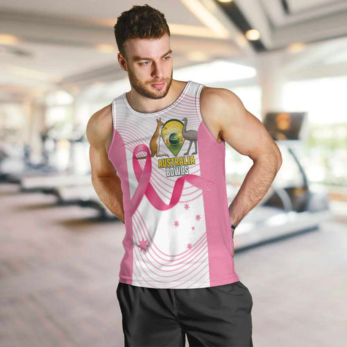 Custom Bowls Australia Breast Cancer Men Tank Top Pink Ribbon Curve Sporty - Aussie Hoodie