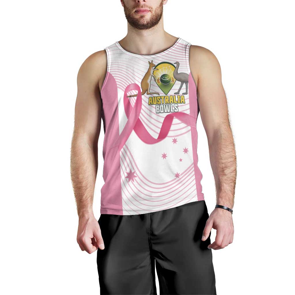 Custom Bowls Australia Breast Cancer Men Tank Top Pink Ribbon Curve Sporty - Aussie Hoodie