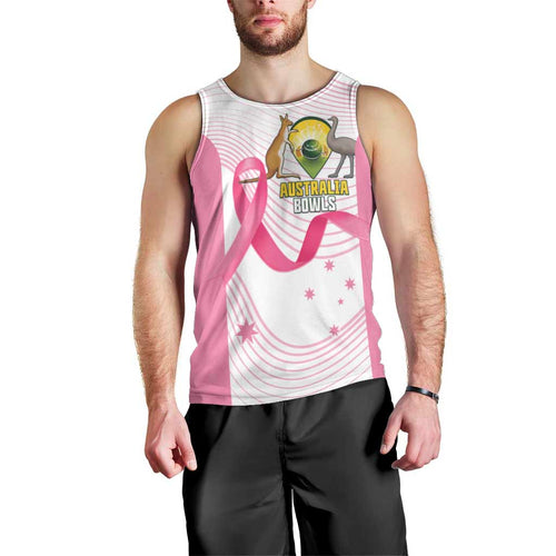 Custom Bowls Australia Breast Cancer Men Tank Top Pink Ribbon Curve Sporty - Aussie Hoodie