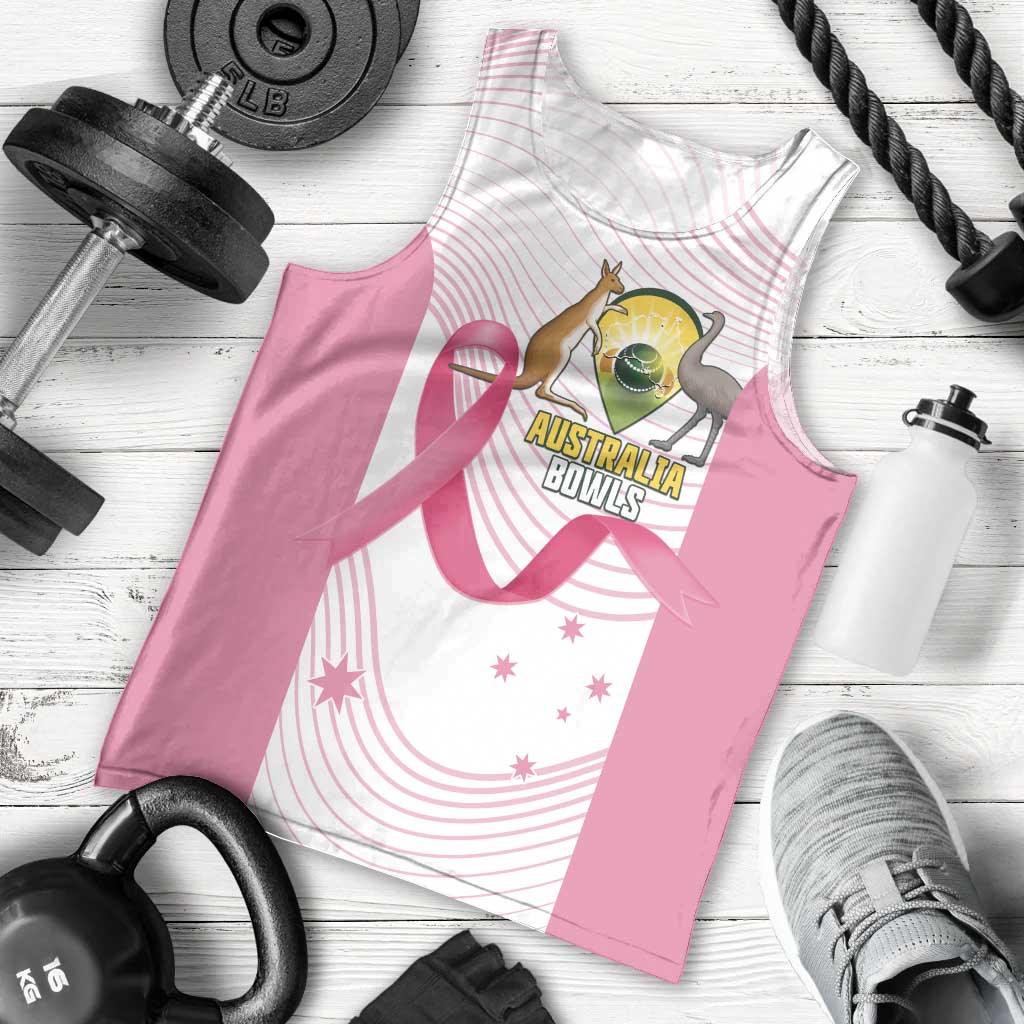 Custom Bowls Australia Breast Cancer Men Tank Top Pink Ribbon Curve Sporty - Aussie Hoodie