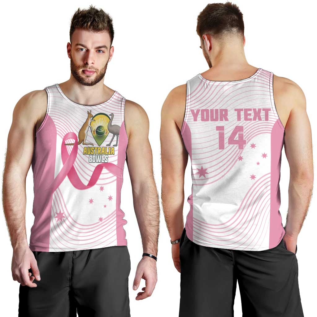 Custom Bowls Australia Breast Cancer Men Tank Top Pink Ribbon Curve Sporty - Aussie Hoodie