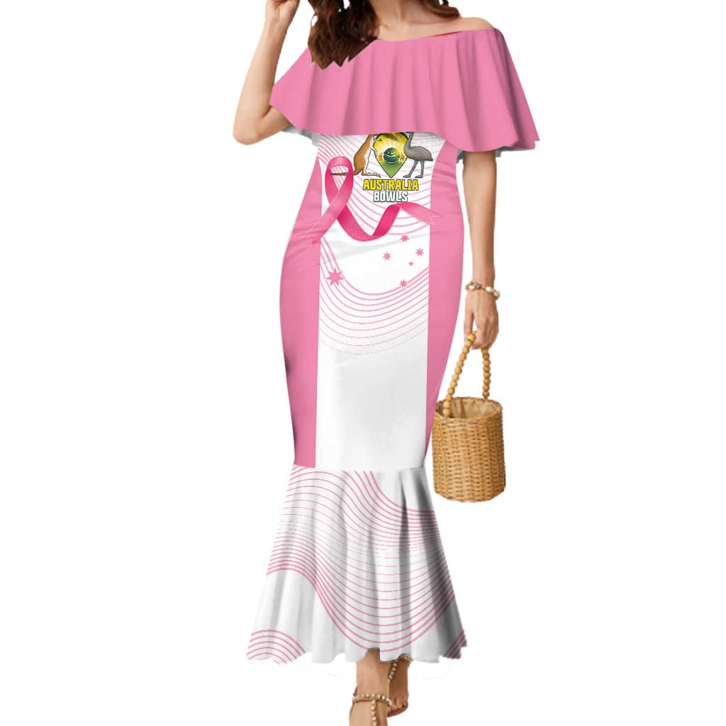 Custom Bowls Australia Breast Cancer Mermaid Dress Pink Ribbon Curve Sporty - Aussie Hoodie